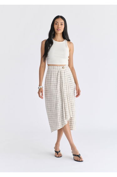 Draped Wrap Midi Skirt