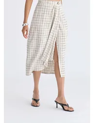 Draped Wrap Midi Skirt - 4