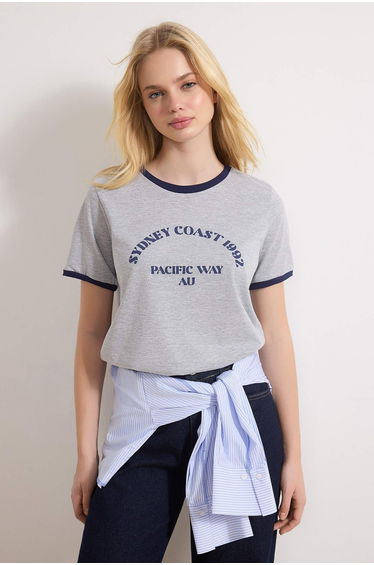 Gray Melange Knitted T-Shirt