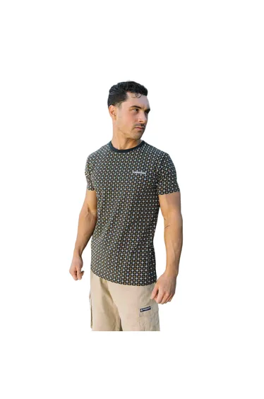 Lambretta Mens SS25 Geometric T-Shirt - Navy/Tobacco