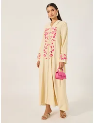 Floral Embroidered Maxi Jalabiya - 1