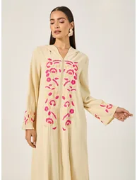 Floral Embroidered Maxi Jalabiya - 2