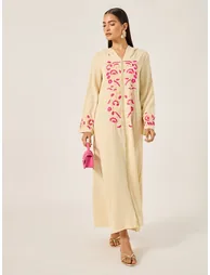 Floral Embroidered Maxi Jalabiya