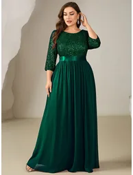 pretty EMILIA|Plus Size Sequin 3/4 Sleeves Evening Dress - 3