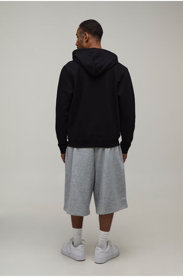 Regular Floral Chest Embroidered Hoodie - black product thumbnail 2