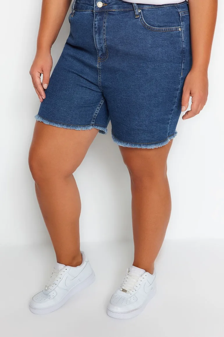 Plus Size Shorts & Bermuda - Blue - Normal Waist - 4