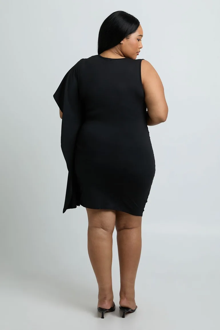 Plus Sleeveless Ruched Bodycon Mini Dress - black - 2