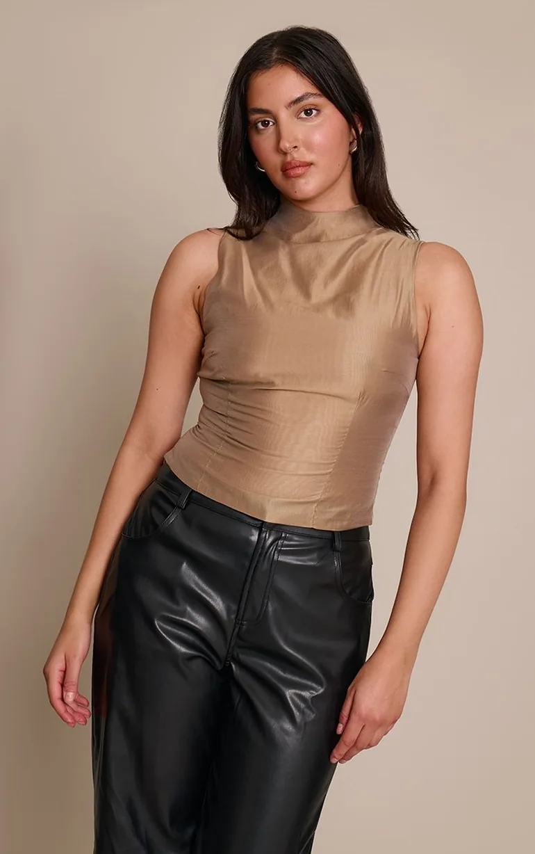Mushroom Organza Ruched Longline Top - 5