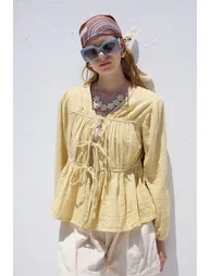 MUSLIN BLOUSE WITH TYING DETAIL - 4