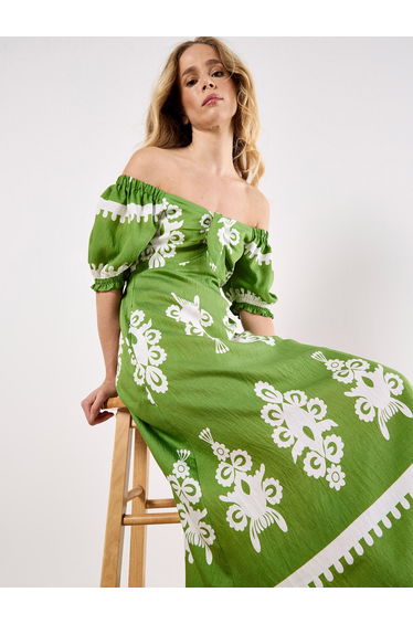 Folk Floral Print Midi Dress product thumbnail 4
