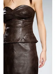 Runway 1.8.1.8 Leather Look Corset Detail Dress - 3