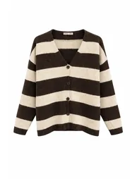 MIXRAY Striped Knit Cardigan with Shawl