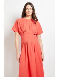 Pleated Waist Detail Dress - 1