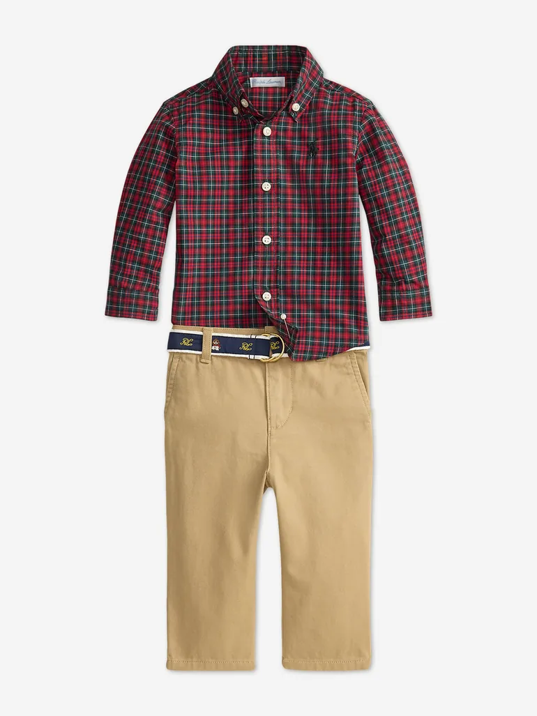 Ralph Lauren Baby Boys Trouser Set in Red - 2