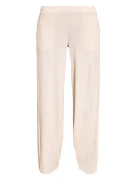 Cream Rib Drawstring Low Rise Straight Leg Trouser - 4