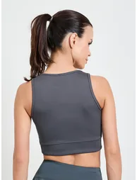 Charcoal High Racerback Sports Bra - Medium Support - 3