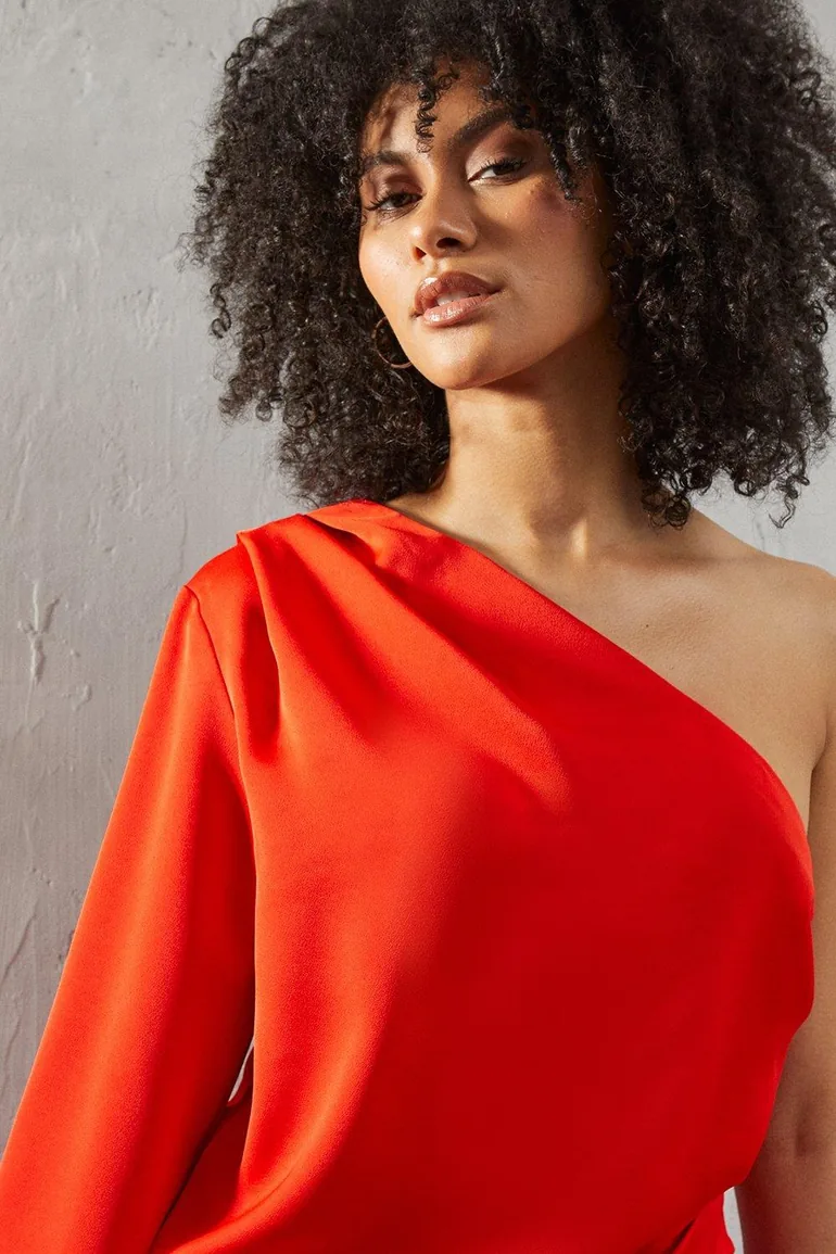 Premium One Sleeve Satin Top - 2