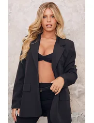 Black Oversized Structured Blazer - 2