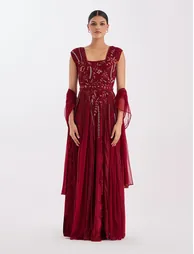 Burgundy Dress with Wide Straps