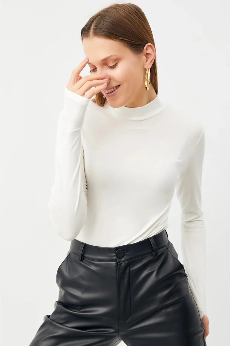 BIPANTOLON Women's 3-Pack Slim Fit Half Turtleneck Bodysuits - 5