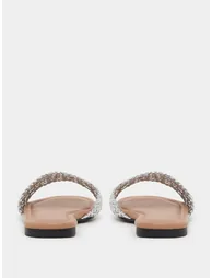 Woven Design Open Toe Flat Sandals - 4