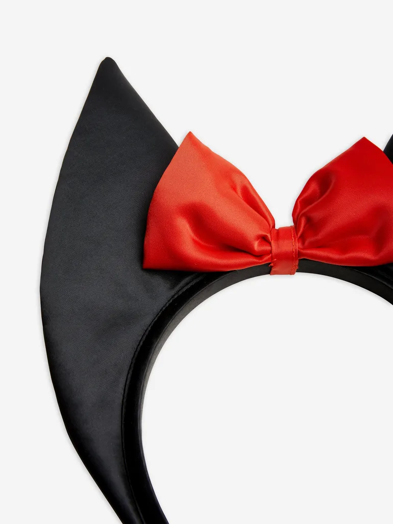 Mini Rodini Girls Bat Ears Satin Headband in Black - 1