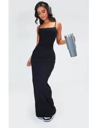 Petite Black Contour Sculpt Strappy Maxi Dress - 5
