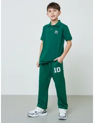 Teen Boys Dark Green Graphic Print Joggers