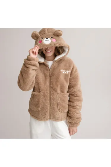 Teddy Bear Lounge Jacket with Hood