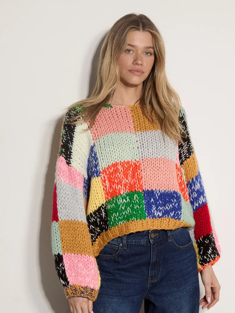 Chunky Hand-Crocheted Patchwork Jumper