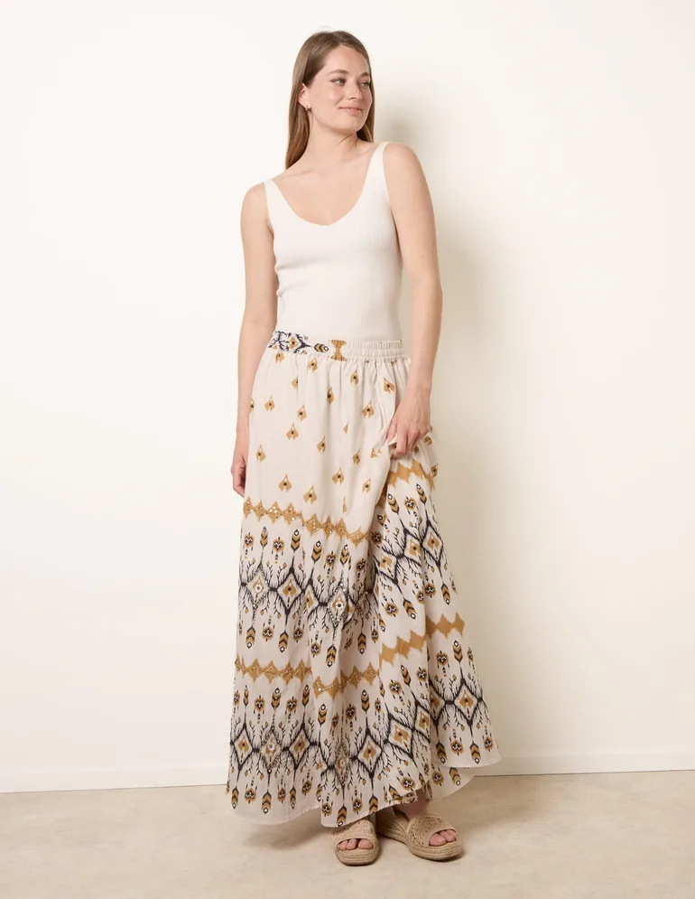Embroidered Midi Skirt - 3