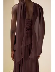 Solid Off-Shoulder Tie-Up Midi Dress - 6