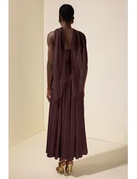Solid Off-Shoulder Tie-Up Midi Dress - 1