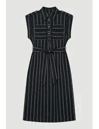 Bold Stripe Cotton Woven Maxi Shirt Dress - 3