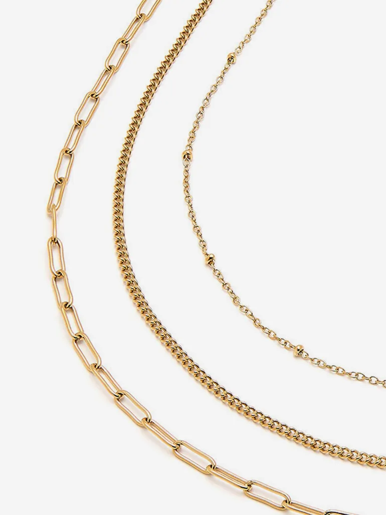 Illusion Stacking Necklace Set in Gold - 3