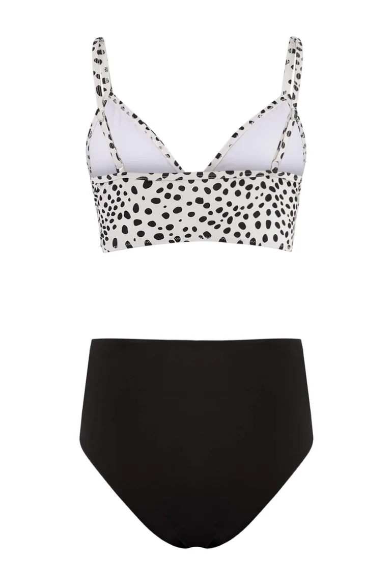 Floral Pattern Draped Triangle Covered Hipster High Waist Bikini Set - 2