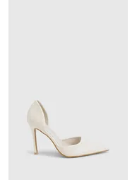 Patent Cut Out Court Shoes - ecru - 2