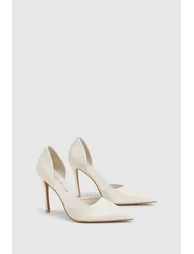 Patent Cut Out Court Shoes - ecru - 1