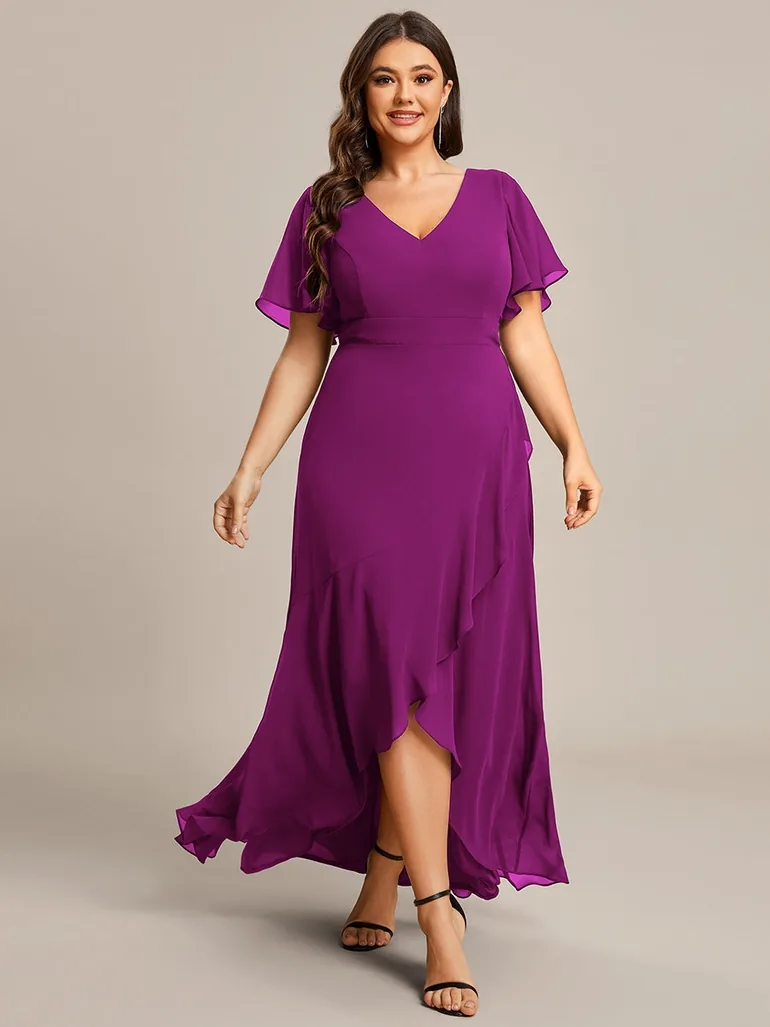 ever OREE|Charming Chiffon Bridesmaid Dress with Lotus Leaf Hemline