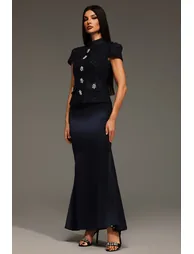 Isabeau Short Sleeve Round Neck Maxi Two-Piece Set - 3