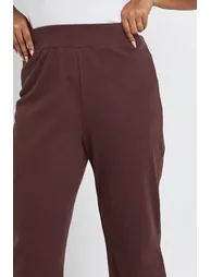 Plus Basic Rib Flared Legging - chocolate - 3