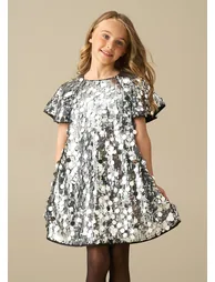 Leona Sequin Dress - Silver - 3