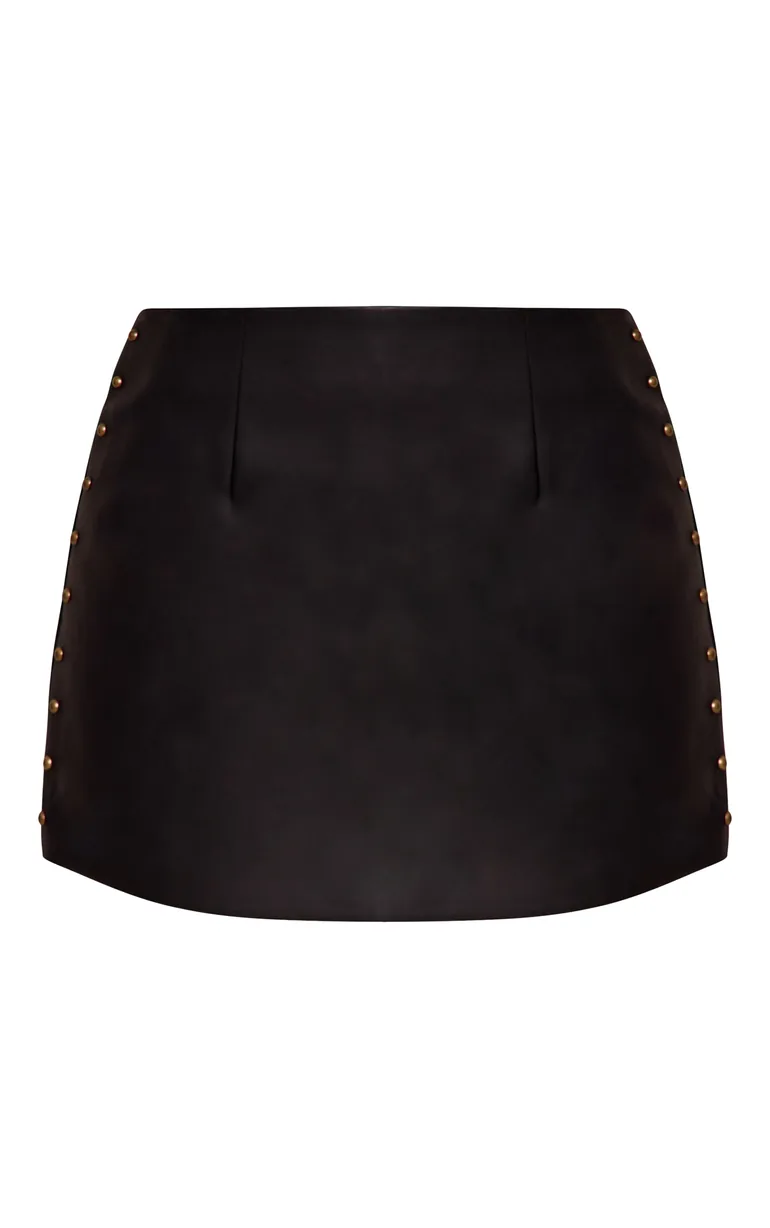 Petite Black Stud Detail Mini Skirt - 5