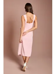 Corsage Pleated Pencil Dress - 2