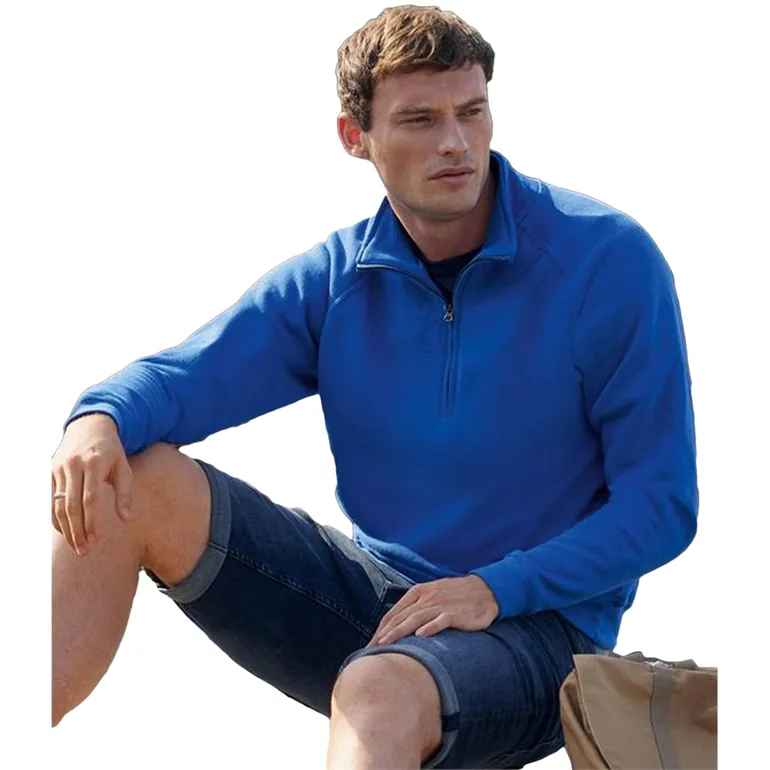Fruit Of The Loom Mens Zip Neck Sweatshirt - Royal - 2