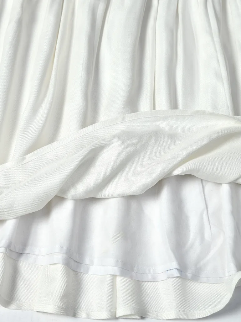 Embroidered Balloon Sleeves Knee-Length Dress - 4