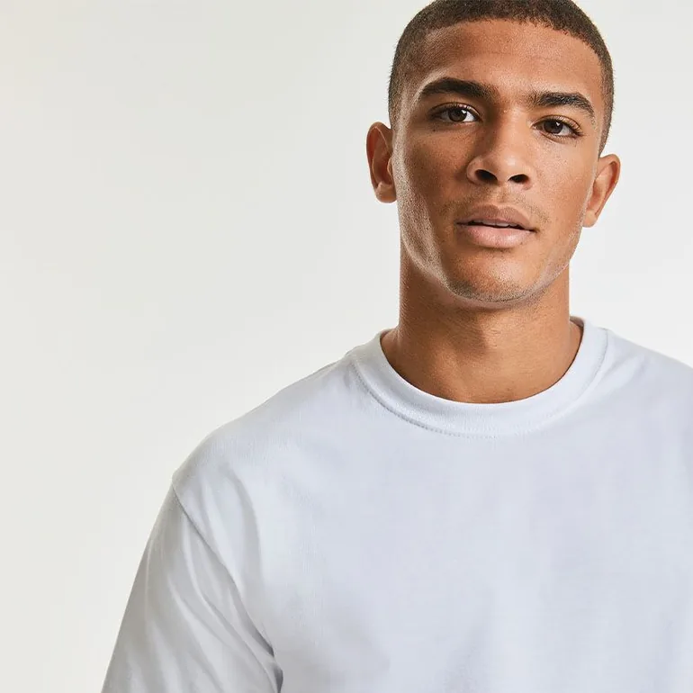 Russell Europe Mens Classic Heavyweight Ringspun Short Sleeve T-Shirt - White - 2