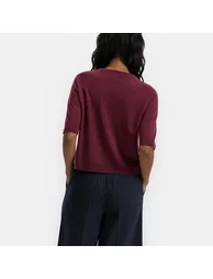 100% Wool Crew Neck Jumper/Sweater with Short Sleeves - 2