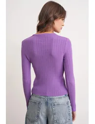 Mixray Soft Textured Ribbed Fitted Top - 1