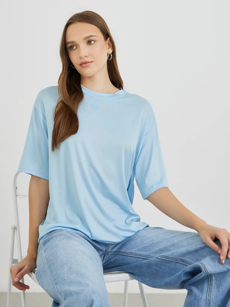 Solid Oversized Round Neck T-Shirt